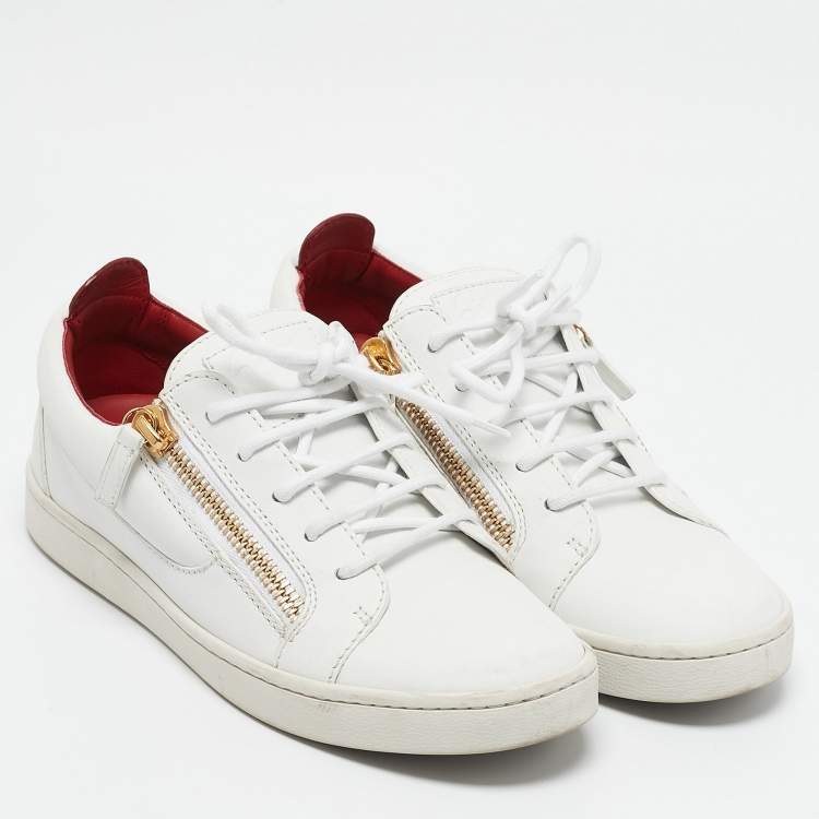 Pre Owned Giuseppe Zanotti White Leather Breck Low Top Sneakers Size 39