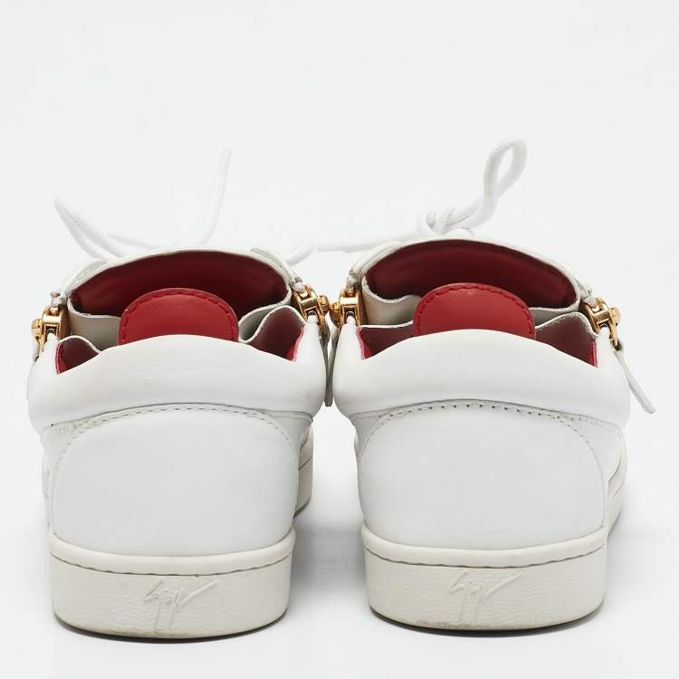 Pre Owned Giuseppe Zanotti White Leather Breck Low Top Sneakers Size 39