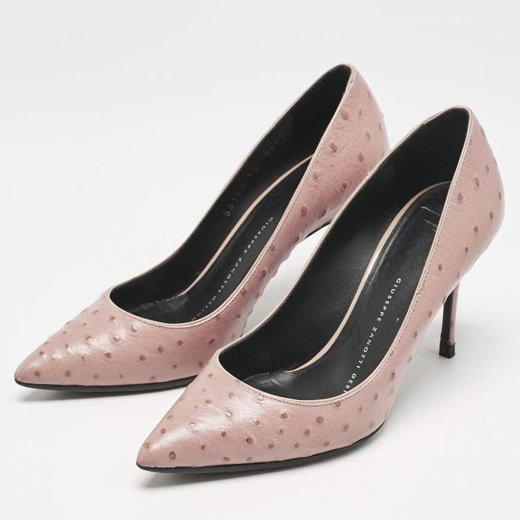 Pre Owned Giuseppe Zanotti Pink Ostrich Leather Lucrezia Pumps Size 35