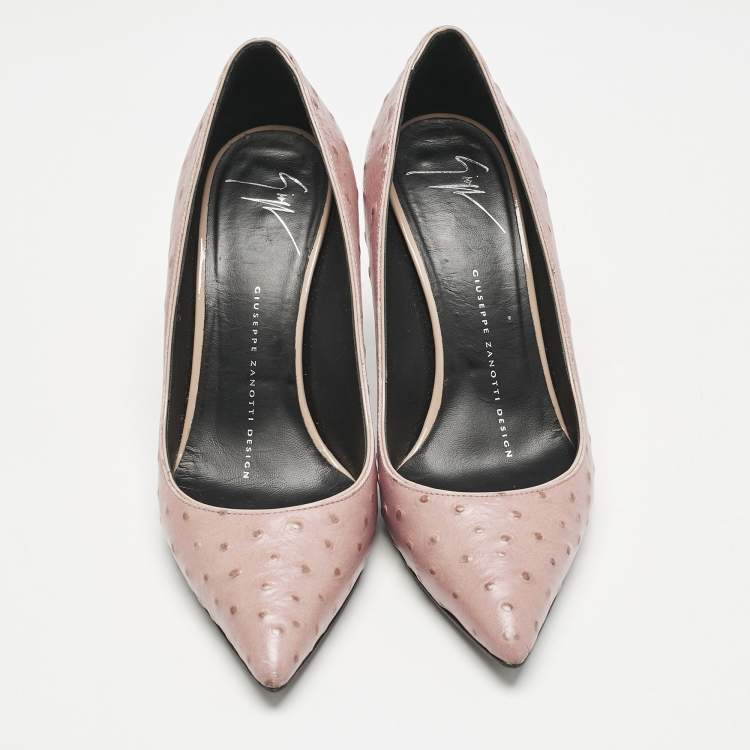 Pre Owned Giuseppe Zanotti Pink Ostrich Leather Lucrezia Pumps Size 35