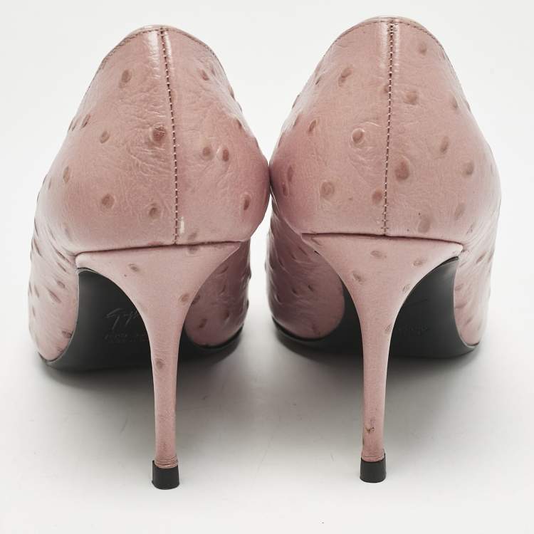 Pre Owned Giuseppe Zanotti Pink Ostrich Leather Lucrezia Pumps Size 35