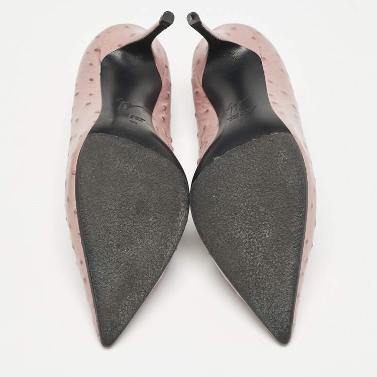 Pre Owned Giuseppe Zanotti Pink Ostrich Leather Lucrezia Pumps Size 35