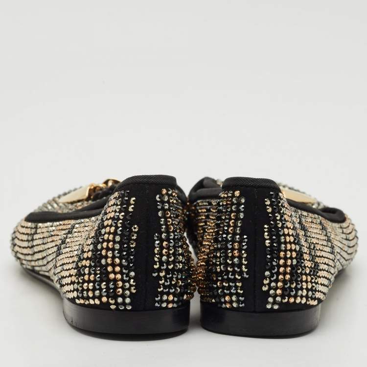 Pre Owned Giuseppe Zanotti Black Suede Crystal Embellished Shark Tooth Smoking Slippers Size 38.5