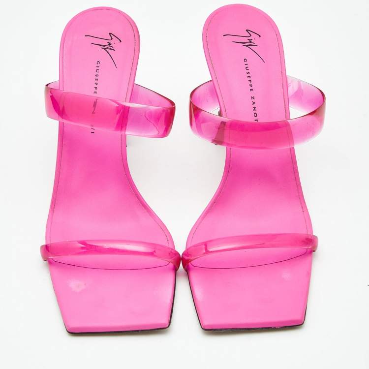 Pre Owned Giuseppe Zanotti Pink PVC Slide Sandals Size 39