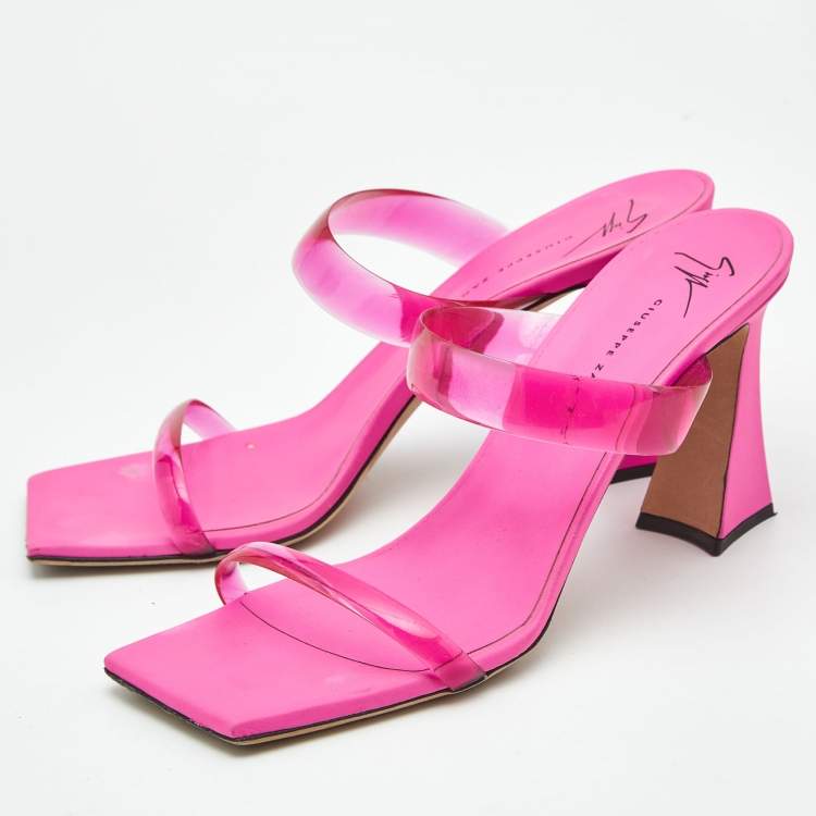 Pre Owned Giuseppe Zanotti Pink PVC Slide Sandals Size 39