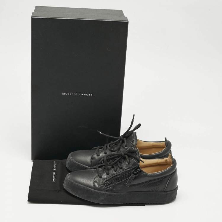 Pre Owned Giuseppe Zanotti Black Leather Frankie Low Top Sneakers Size 37