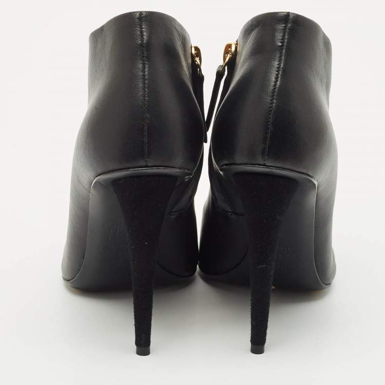 Pre Owned Giuseppe Zanotti Black Leather Ankle Booties Size 36