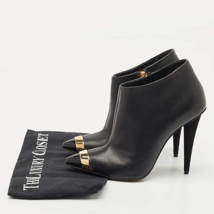 Pre Owned Giuseppe Zanotti Black Leather Ankle Booties Size 36