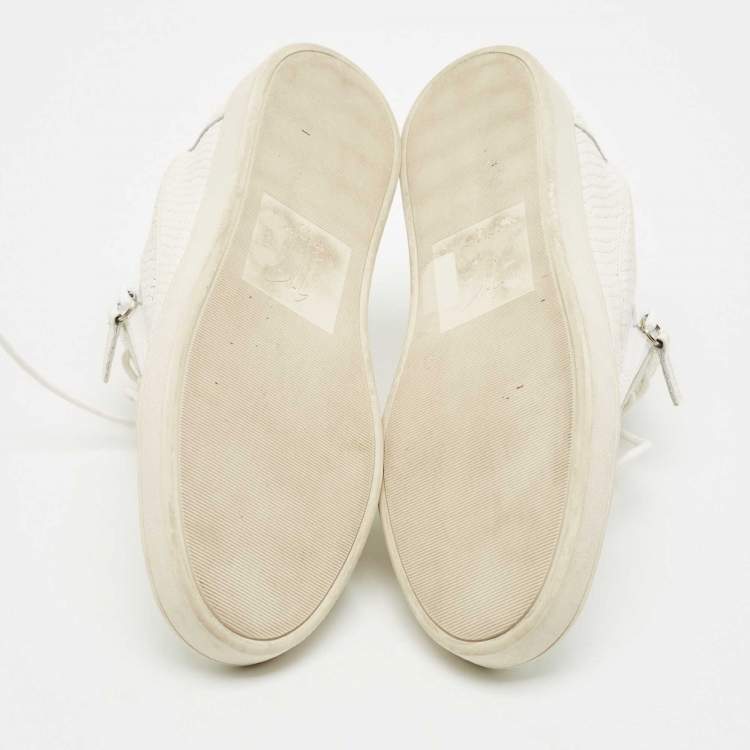 Pre Owned Giuseppe Zanotti White Snakeskin Embossed Leather Frankie Sneakers Size 40