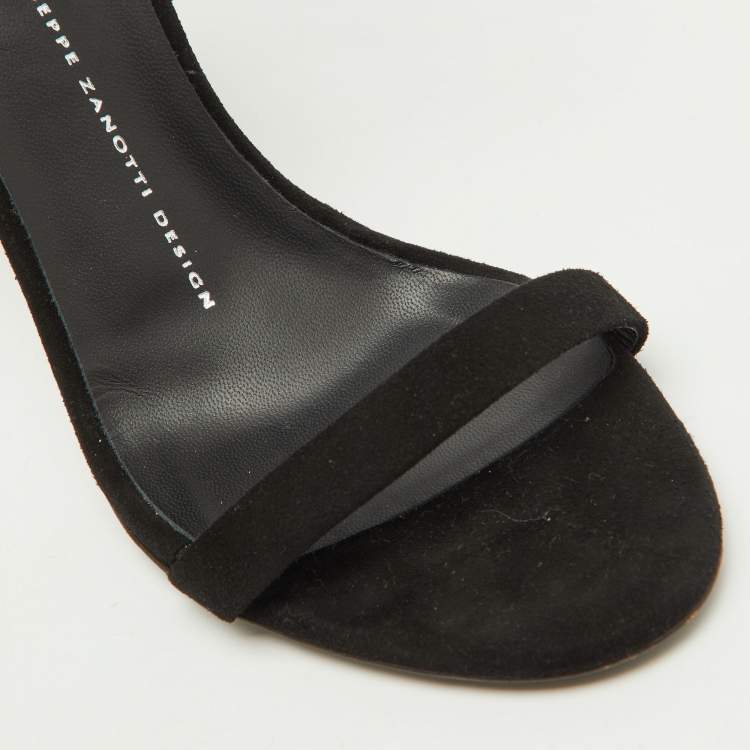Pre Owned Giuseppe Zanotti Black Suede and Lace Ankle Sandals Size 38