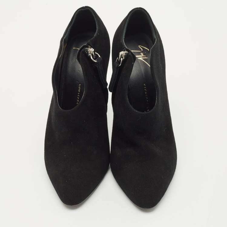 Pre Owned Giuseppe Zanotti Black Suede Pointed Toe Booties Size 36