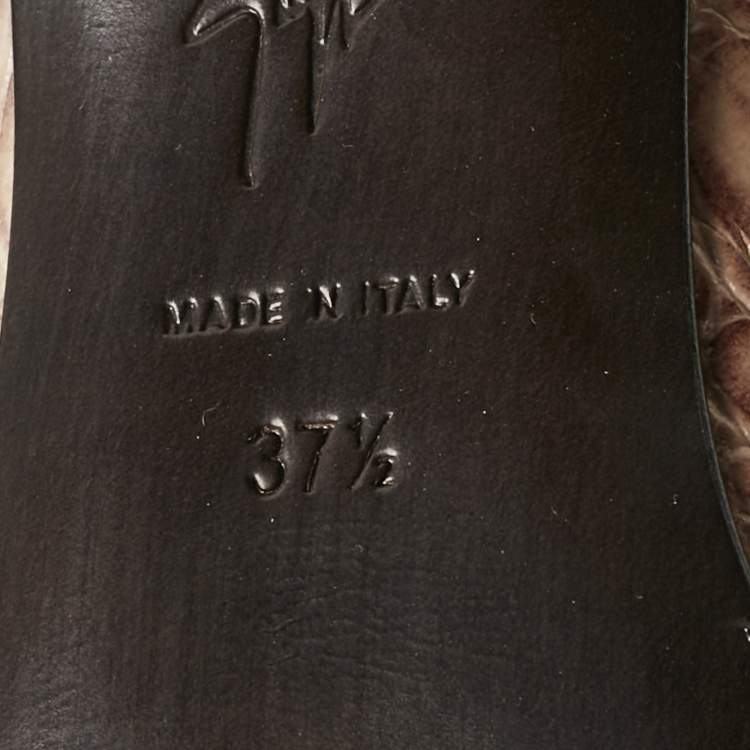 Pre Owned Giuseppe Zanotti Brown Croc Embossed Leather Mya 90 Mules Size 37.5