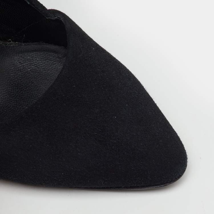 Pre Owned Giuseppe Zanotti Black Suede Stud Embellished Pointed Toe Pumps Size 37.5