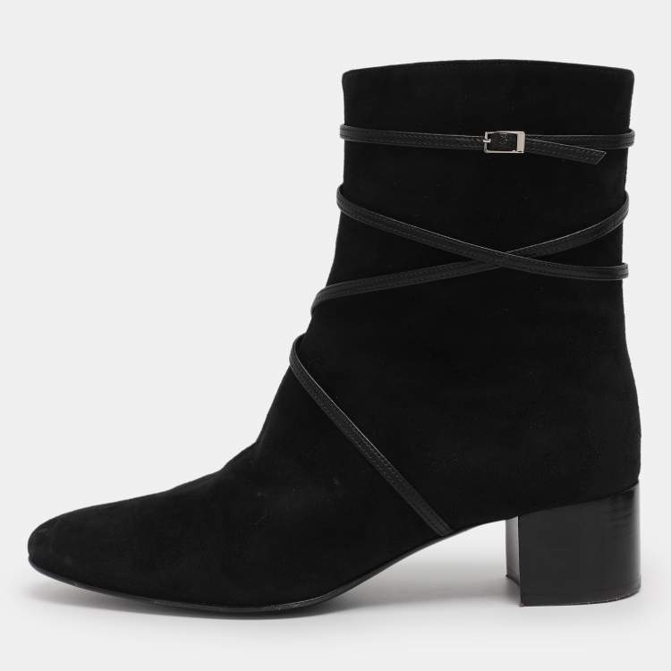 Pre Owned Giuseppe Zanotti Black Suede Mid Calf Boots Size 36