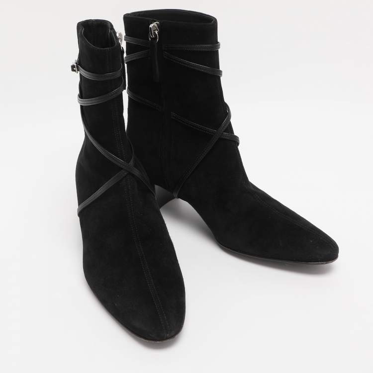 Pre Owned Giuseppe Zanotti Black Suede Mid Calf Boots Size 36