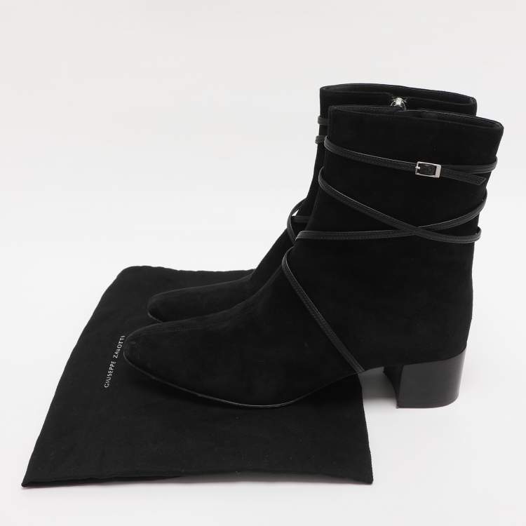 Pre Owned Giuseppe Zanotti Black Suede Mid Calf Boots Size 36