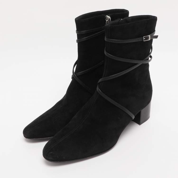 Pre Owned Giuseppe Zanotti Black Suede Mid Calf Boots Size 36