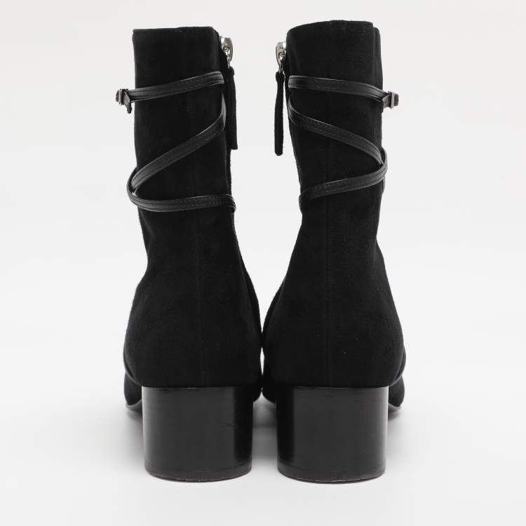 Pre Owned Giuseppe Zanotti Black Suede Mid Calf Boots Size 36