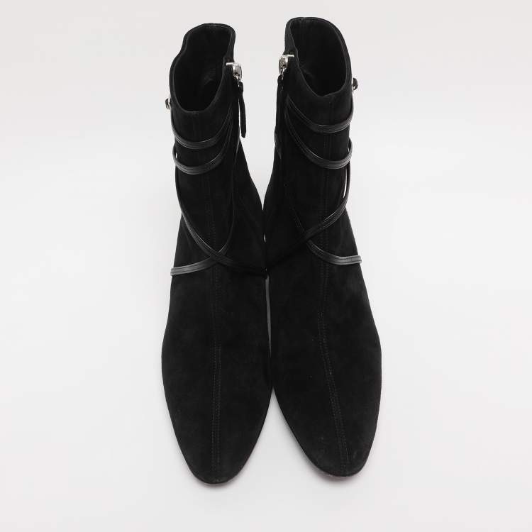 Pre Owned Giuseppe Zanotti Black Suede Mid Calf Boots Size 36