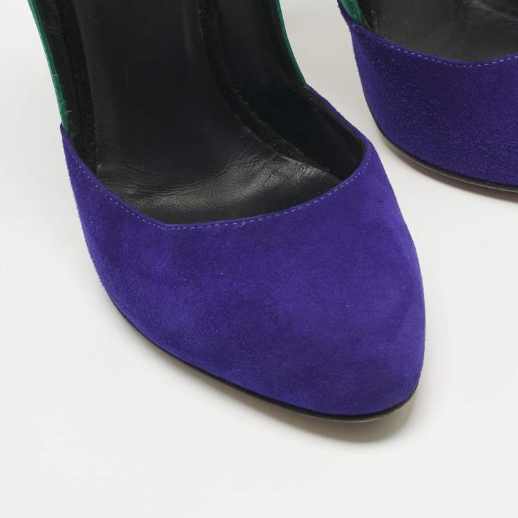 Pre Owned Giuseppe Zanotti Multicolor Suede and Velvet Ankle Strap Pumps Size 38