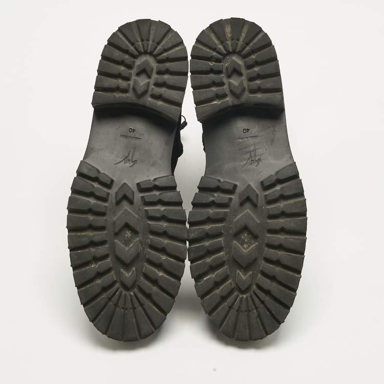 Pre Owned Giuseppe Zanotti Black Suede Kommando Combat Boots Size 40