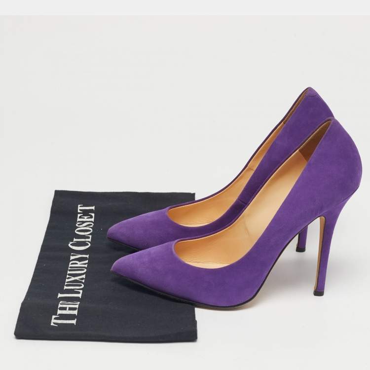 Pre Owned Giuseppe Zanotti Purple Suede Pointed Toe Pumps Size 38.5
