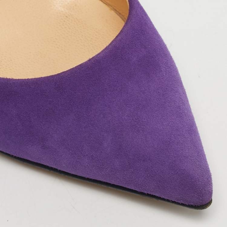 Pre Owned Giuseppe Zanotti Purple Suede Pointed Toe Pumps Size 38.5