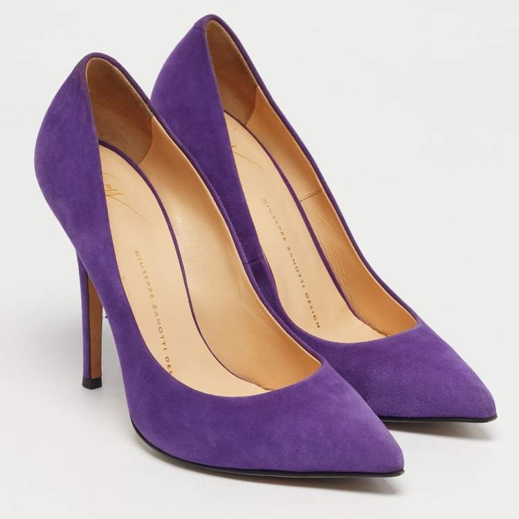 Pre Owned Giuseppe Zanotti Purple Suede Pointed Toe Pumps Size 38.5
