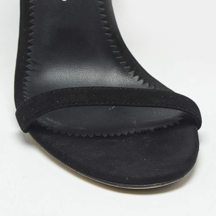 Pre Owned Giuseppe Zanotti Black Suede Farrah Slide Sandals Size 36