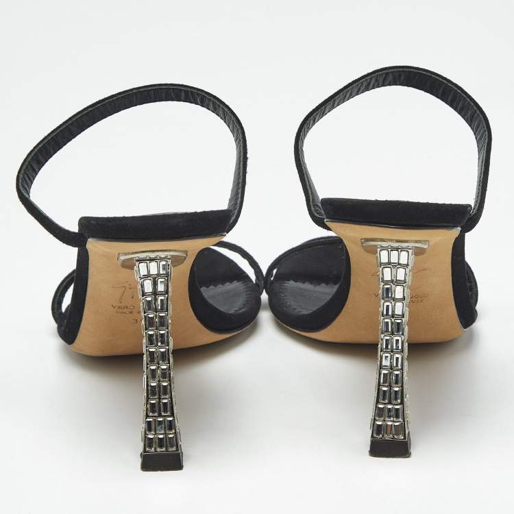 Pre Owned Giuseppe Zanotti Black Suede Farrah Slide Sandals Size 36