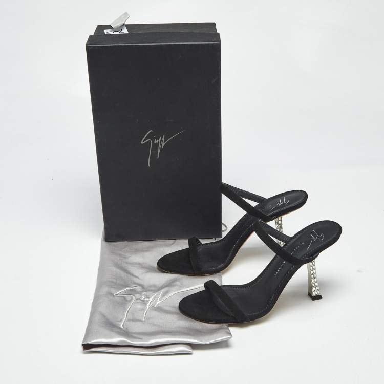 Pre Owned Giuseppe Zanotti Black Suede Farrah Slide Sandals Size 36