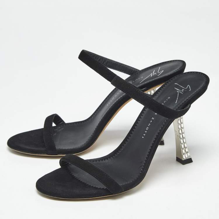 Pre Owned Giuseppe Zanotti Black Suede Farrah Slide Sandals Size 36