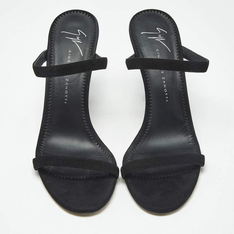 Pre Owned Giuseppe Zanotti Black Suede Farrah Slide Sandals Size 36
