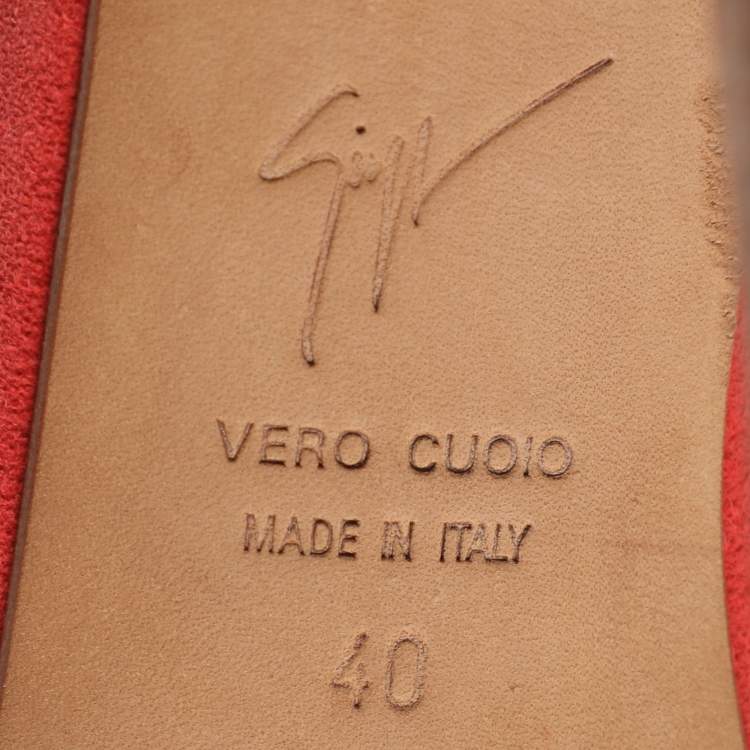 Pre Owned Giuseppe Zanotti Red Suede Slingback Platform Pumps Size 40