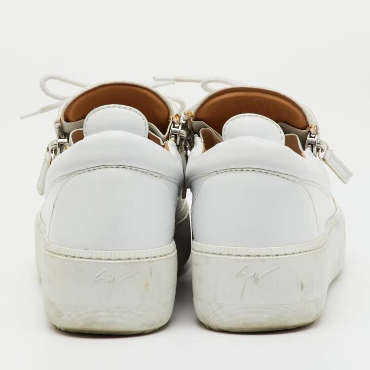 Pre Owned Giuseppe Zanotti White Leather Frankie Low Top Platform Sneakers Size 41