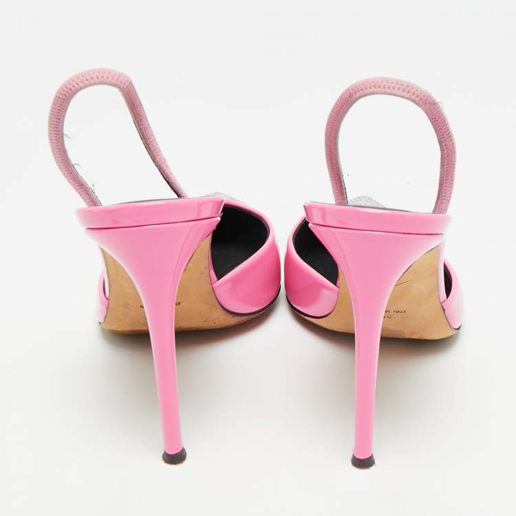 Pre Owned Giuseppe Zanotti Pink Patent Leather and Suede Henriette Strass Pumps Size 40