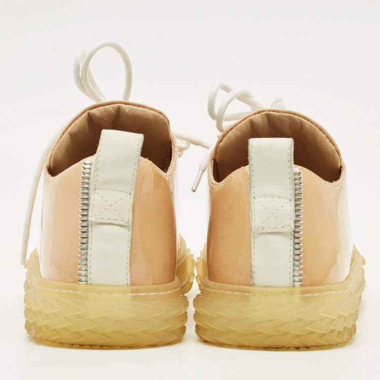Pre Owned Giuseppe Zanotti Blabber Size 39 Beige Patent Leather Low Top Sneakers