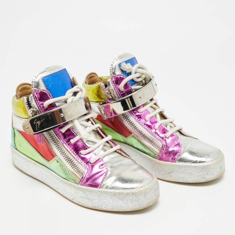 Pre Owned Giuseppe Zanotti Size 36 Multicolor Patent Leather High Top Sneakers