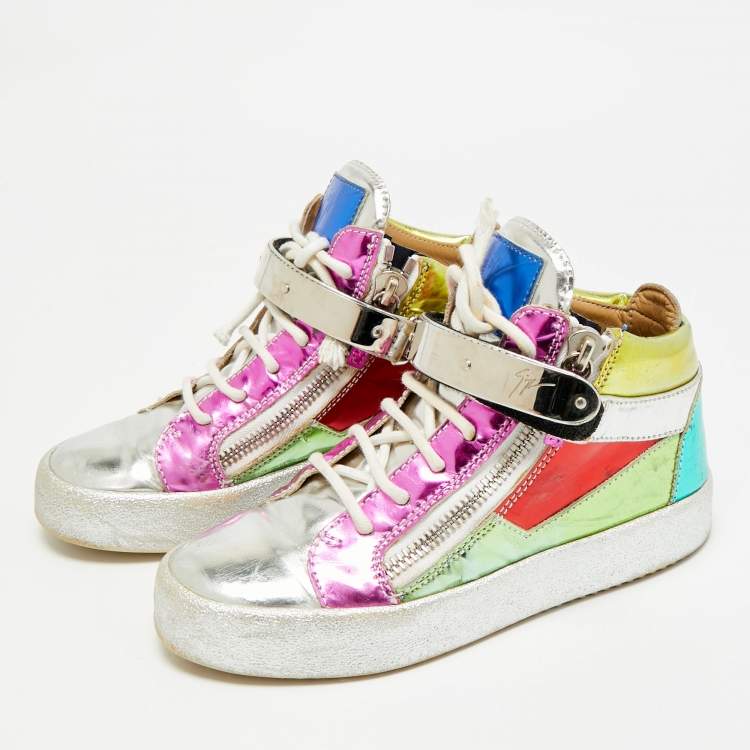 Pre Owned Giuseppe Zanotti Size 36 Multicolor Patent Leather High Top Sneakers