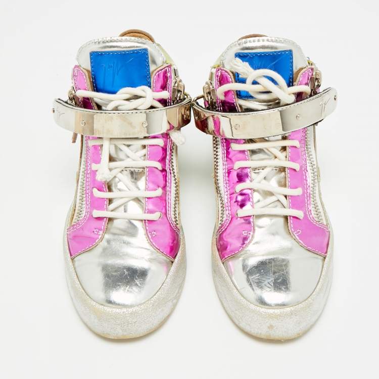 Pre Owned Giuseppe Zanotti Size 36 Multicolor Patent Leather High Top Sneakers