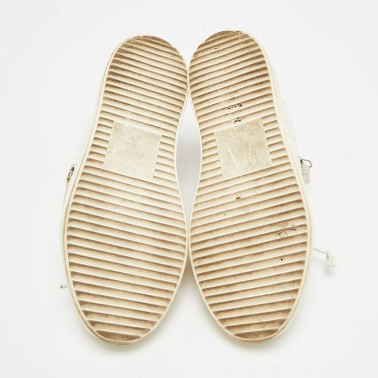 Pre Owned Giuseppe Zanotti Frankie Size 37 Multicolor Glitter and Leather Lace Up Sneakers