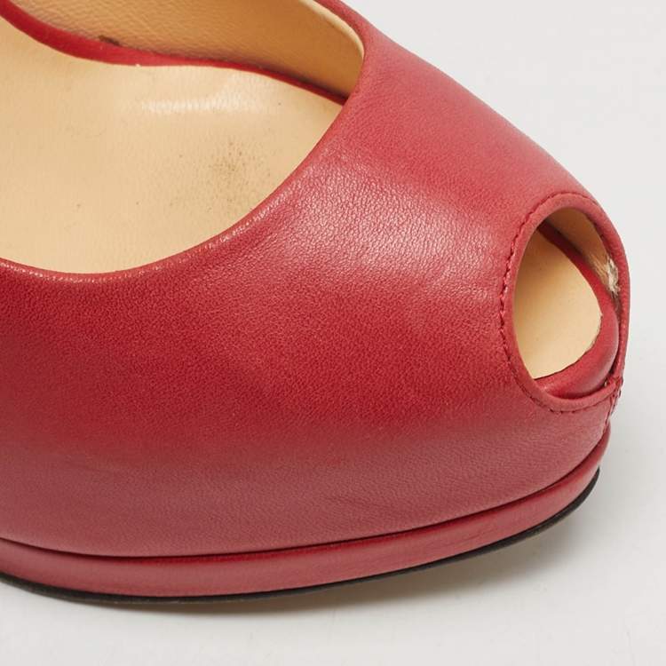 Pre Owned Giuseppe Zanotti Sharon Size 36 Red Leather Peep Toe Pumps