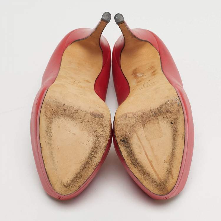 Pre Owned Giuseppe Zanotti Sharon Size 36 Red Leather Peep Toe Pumps