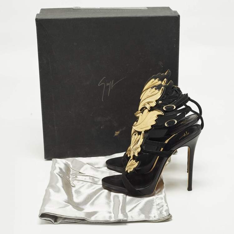 Pre Owned Giuseppe Zanotti Cruel Summer Size 37 Black Suede Ankle Strap Sandals
