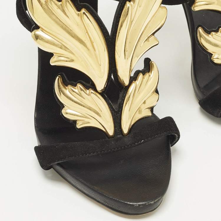 Pre Owned Giuseppe Zanotti Cruel Summer Size 37 Black Suede Ankle Strap Sandals