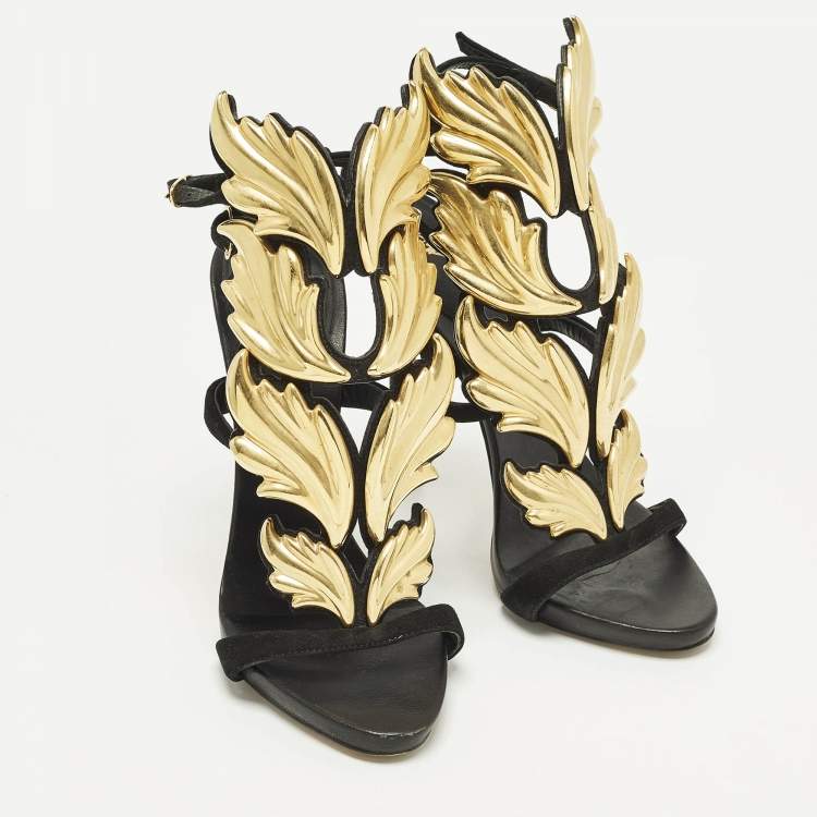 Pre Owned Giuseppe Zanotti Cruel Summer Size 37 Black Suede Ankle Strap Sandals