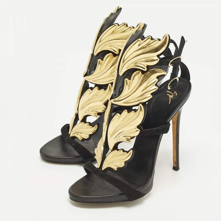 Pre Owned Giuseppe Zanotti Cruel Summer Size 37 Black Suede Ankle Strap Sandals