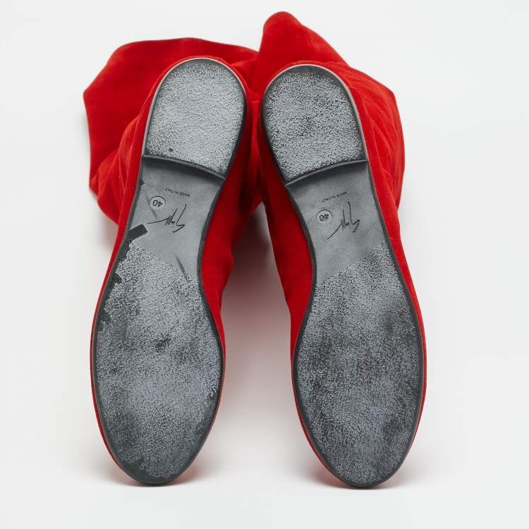 Pre Owned Giuseppe Zanotti Sandra Size 40 Red Suede Knee Length Boots