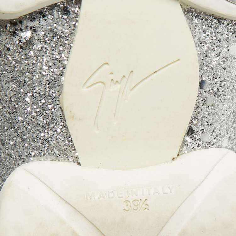 Pre Owned Giuseppe Zanotti Jump Size 39.5 Silver Glitter Slip On Sneakers