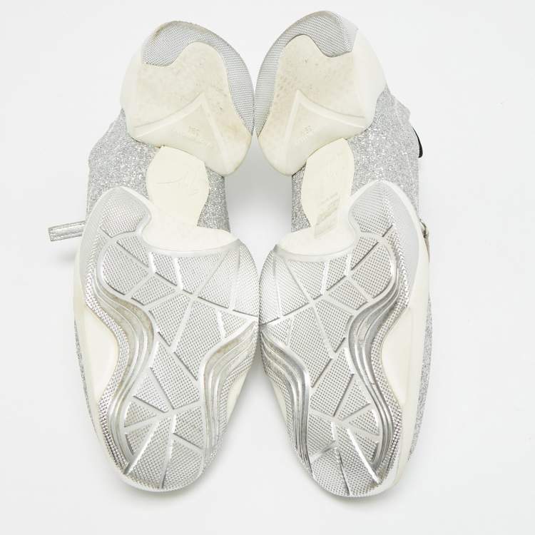 Pre Owned Giuseppe Zanotti Jump Size 39.5 Silver Glitter Slip On Sneakers